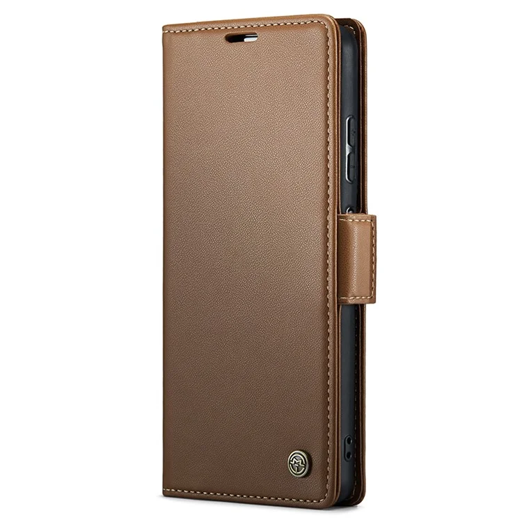 CASEME 023 Série pour Xiaomi Redmi Note 12 5G (Chine) / (Inde) / (Global) / Poco X5 5G Texture Litchi Étui Portefeuille RFID Blocking Étui en Cuir Support Téléphone - Marron