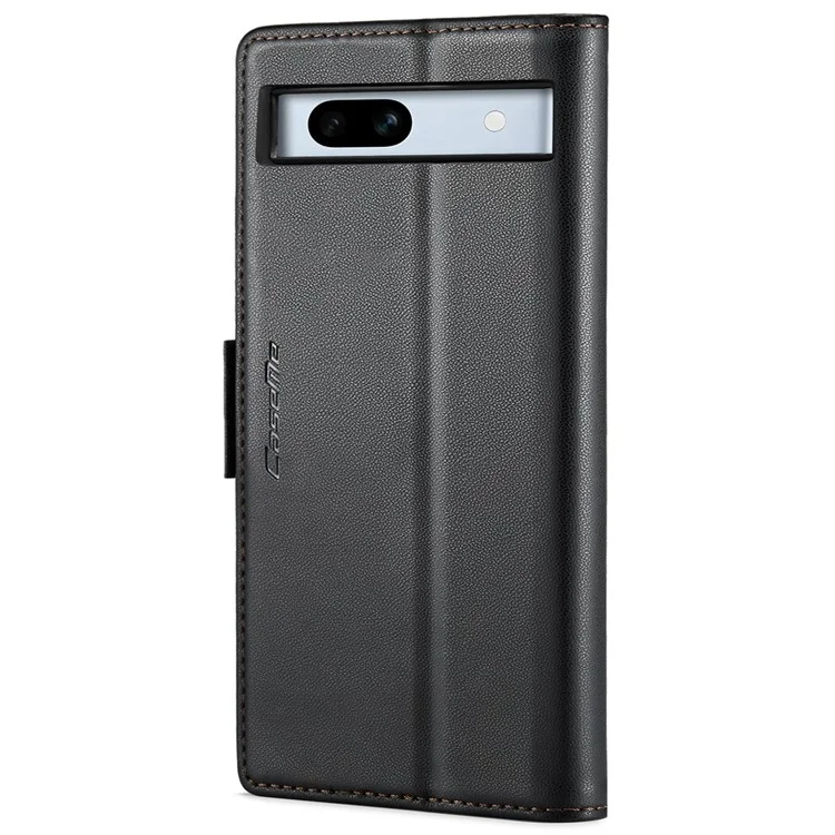 CASEME 023 Serie für Google Pixel 7a RFID-blockierendes Wallet-Ständer-Handyhülle mit Litchi-Textur PU-Leder-Cover - Schwarz