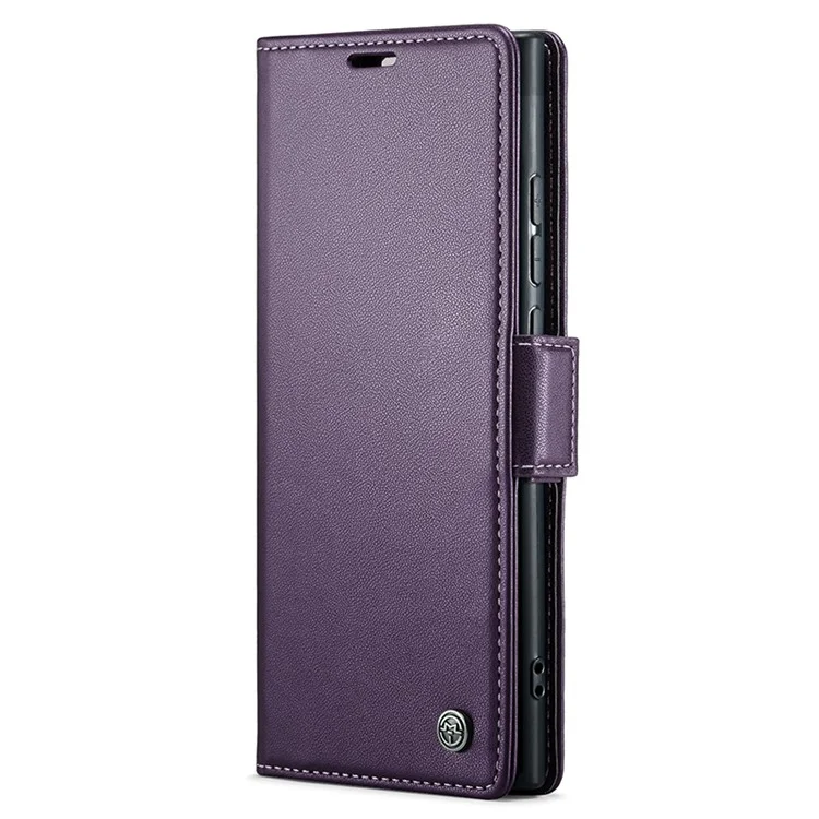 CASEME 023 Series for Samsung Galaxy Note20 Ultra / Ultra 5G RFID Blocking Leather Wallet Cover Flip Stand Litchi Texture Phone Case - Purple