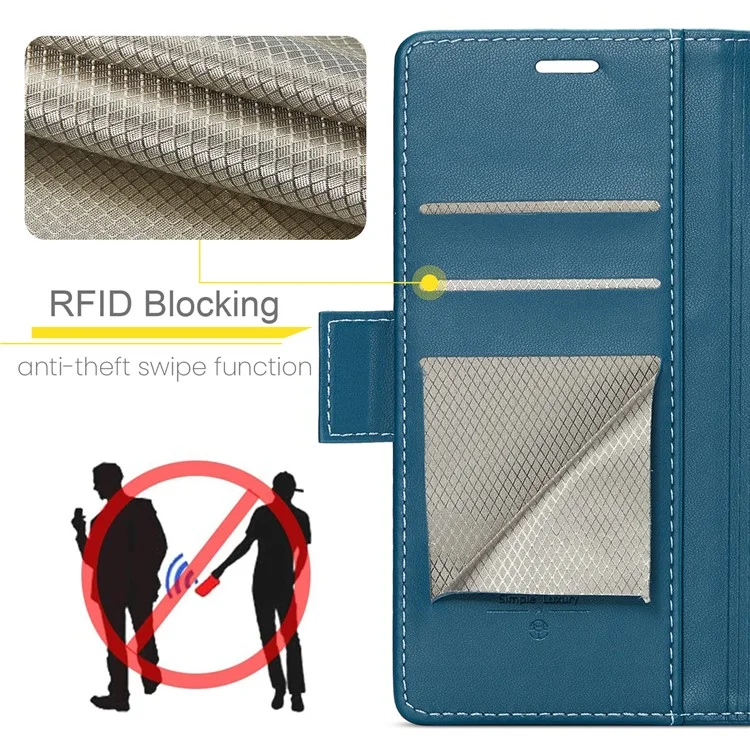 For Xiaomi Redmi Note 10 4G / Note 10S 4G Leather Case CASEME 023 RFID Blocking 3 Card Slot Mobile Cover - Blue