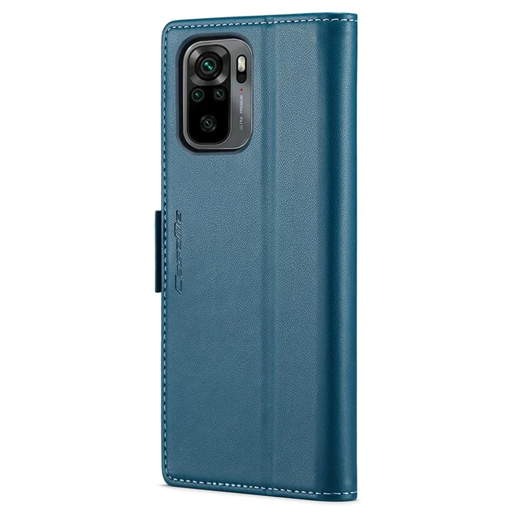For Xiaomi Redmi Note 10 4G / Note 10S 4G Leather Case CASEME 023 RFID Blocking 3 Card Slot Mobile Cover - Blue