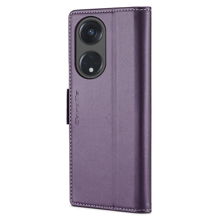 CASEME 023 Series para Oppo Reno8 T 5G / A1 Pro 5G Capa de Couro PU Flip Cover Stand Textura de Litchi Bloqueio RFID Carteira Capa de Telefone - Roxo