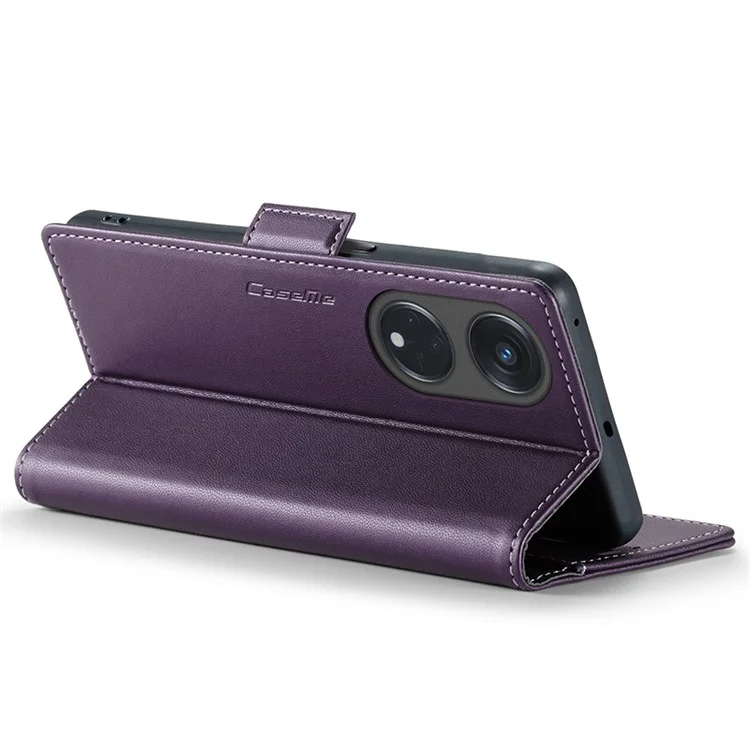 CASEME 023 Series para Oppo Reno8 T 5G / A1 Pro 5G Capa de Couro PU Flip Cover Stand Textura de Litchi Bloqueio RFID Carteira Capa de Telefone - Roxo