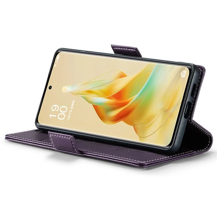 CASEME 023 Series para Oppo Reno8 T 5G / A1 Pro 5G Capa de Couro PU Flip Cover Stand Textura de Litchi Bloqueio RFID Carteira Capa de Telefone - Roxo