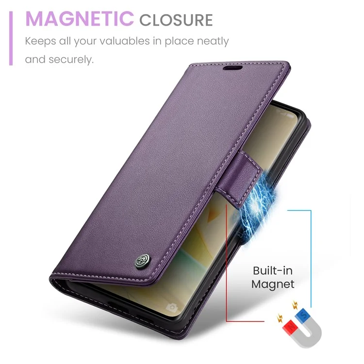CASEME 023 Series para Oppo Reno8 T 5G / A1 Pro 5G Capa de Couro PU Flip Cover Stand Textura de Litchi Bloqueio RFID Carteira Capa de Telefone - Roxo