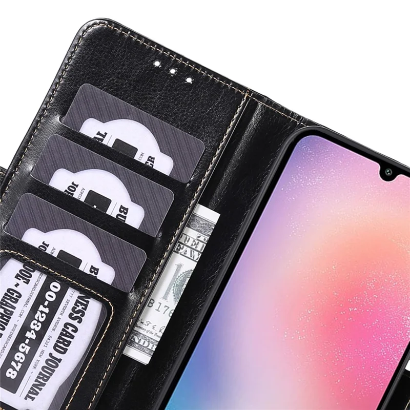 ABEEL Per Samsung Galaxy M54 5G / F54 5G Custodia in pelle PU Texture Crazy Horse Stand Wallet Case - Nero
