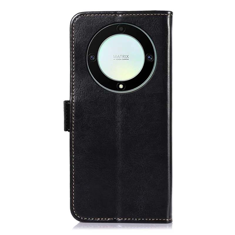 ABEEL Wallet Case for Honor X9a 5G / X40 5G / Magic5 Lite 5G , PU Leather Crazy Horse Texture Stand Phone Cover - Black