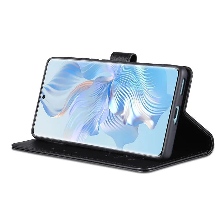 AZNS For Honor 90 PU Leather Phone Case Stand Wallet Phone Cover - Black