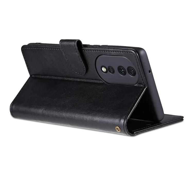 AZNS For Honor 90 PU Leather Phone Case Stand Wallet Phone Cover - Black