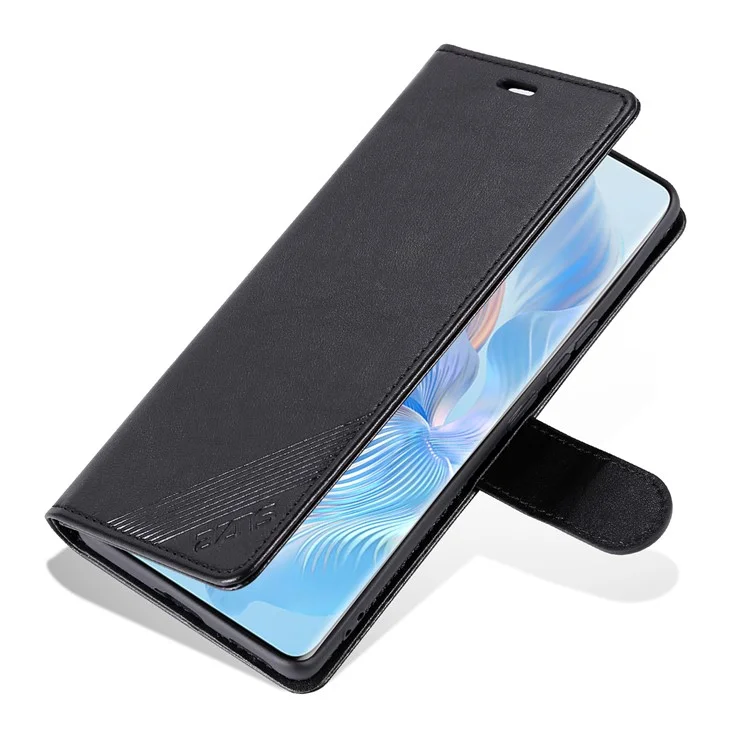 AZNS For Honor 90 PU Leather Phone Case Stand Wallet Phone Cover - Black