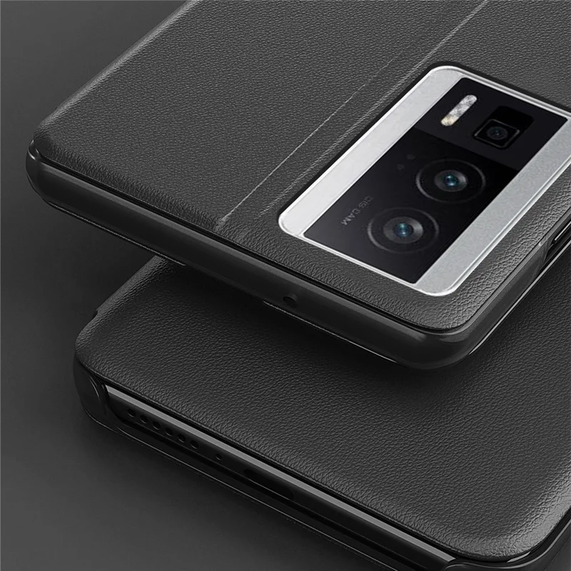 Für Xiaomi Poco F5 Pro 5G / Redmi K60 Pro 5G / K60 5G Handyhülle mit Ständer, PU-Leder-Hülle mit Sichtfenster - Orange