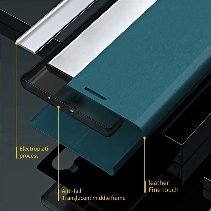 Para el caso del teléfono Xiaomi Redmi K60 5G / K60 Pro 5G / Poco F5 Pro 5G, funda de cuero PU con acabado metálico y soporte - Verde