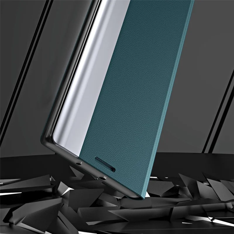 Para el caso del teléfono Xiaomi Redmi K60 5G / K60 Pro 5G / Poco F5 Pro 5G, funda de cuero PU con acabado metálico y soporte - Verde