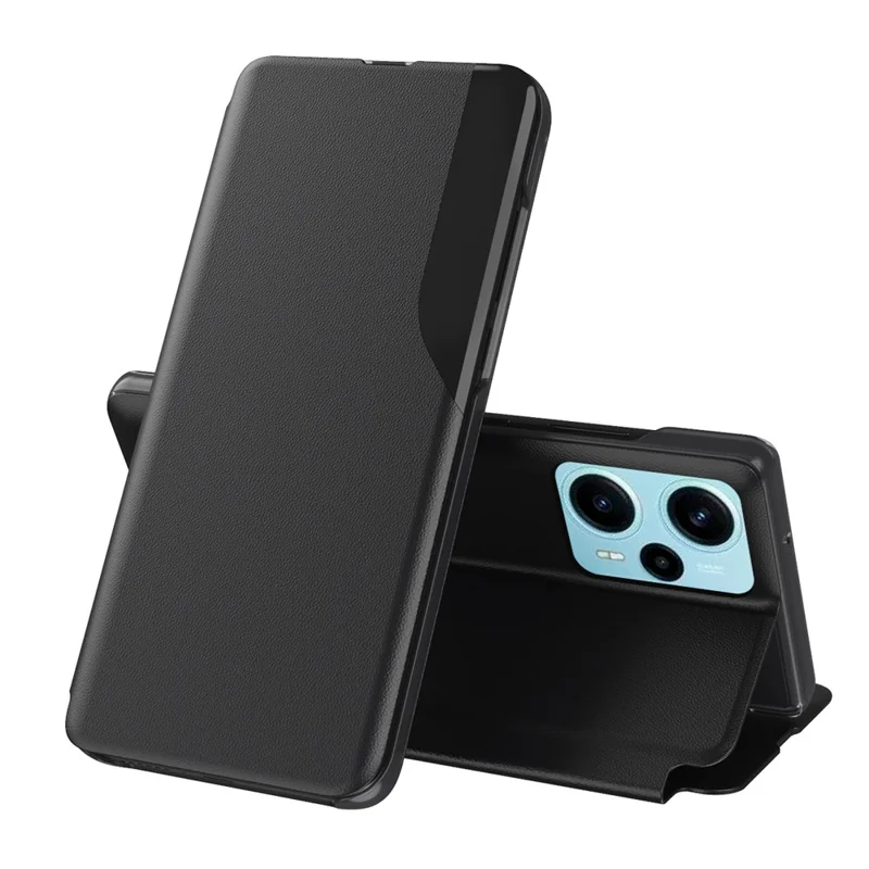 Für Xiaomi Poco F5 5G / Redmi Note 12 Turbo View Window Phone Case PU Leder Anti-Kratzer Phone Stand Cover - Schwarz