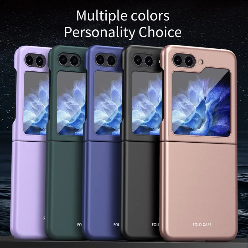 Pour Samsung Galaxy Z Flip5 5G Étui de téléphone en PC rigide au toucher de la peau, finition caoutchoutée Coque de protection - Or rose