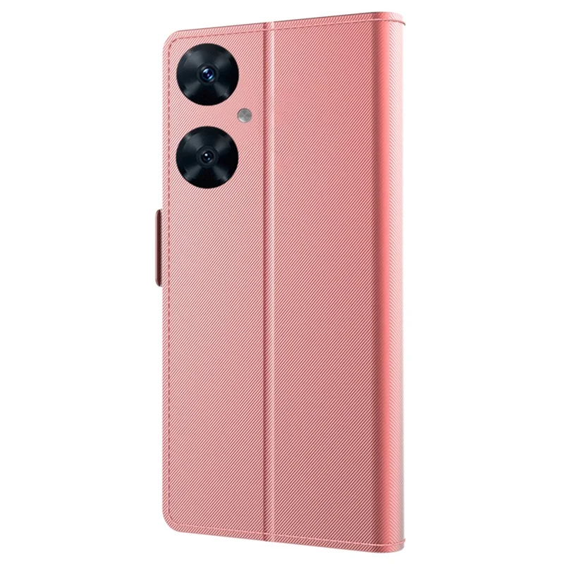 For Huawei nova 11i Mirror Design Leather Phone Case Stand Card Holder Shockproof Cover - Rose Gold