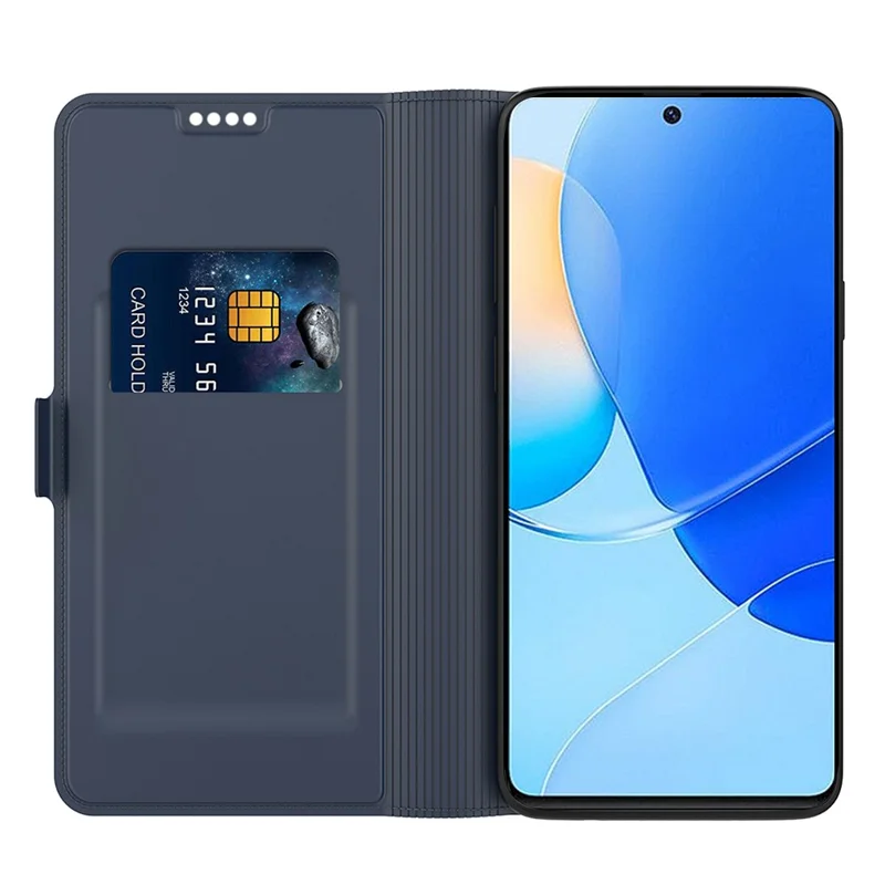 Card Holder PU Leather Case for Huawei nova 11i , Foldable Stand Phone Cover - Blue
