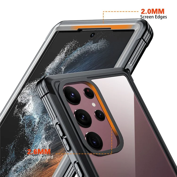 For Samsung Galaxy S22 Ultra 5G Anti-drop Phone Case TPU Frame Clear PC Back Cover with PET Screen Protector