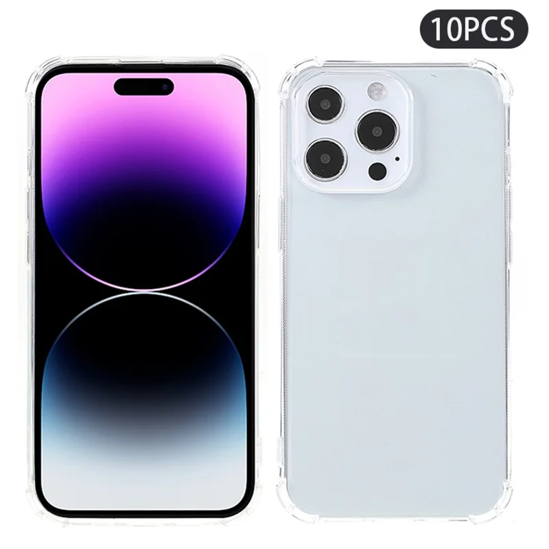 10 pezzi Custodia protettiva per angoli per iPhone 14 Pro TPU Case 1,5 mm Senza aloni Custodia trasparente per telefono