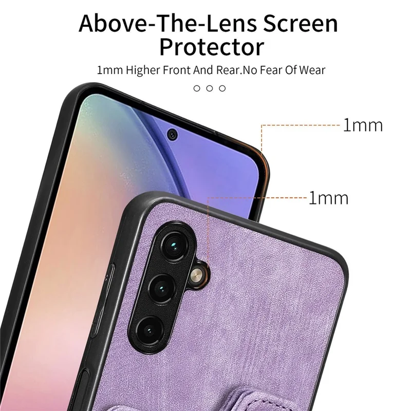 Phone Cover for Samsung Galaxy A54 5G PU Leather Coated PC+TPU RFID Blocking Card Slots Case with Kickstand - Purple