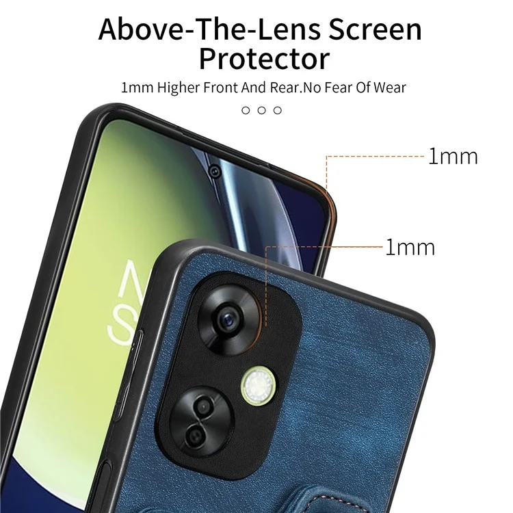 For OnePlus Nord CE 3 Lite 5G / Nord N30 5G RFID Blocking Kickstand Back Cover PU Leather Coated PC+TPU Phone Case with Card Holder - Black