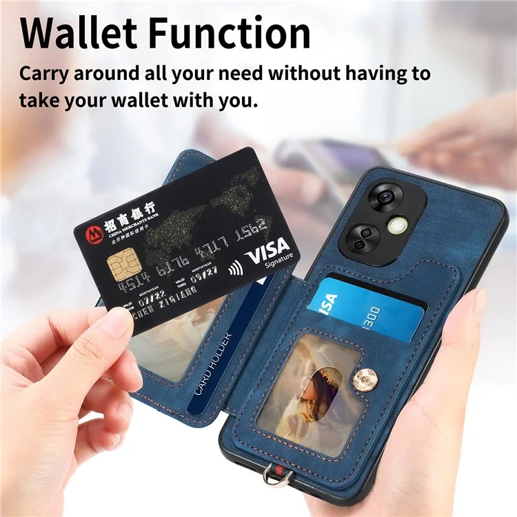 For OnePlus Nord CE 3 Lite 5G / Nord N30 5G RFID Blocking Kickstand Back Cover PU Leather Coated PC+TPU Phone Case with Card Holder - Black