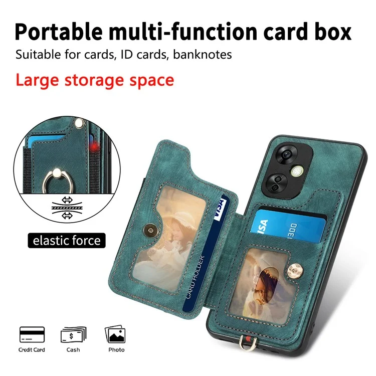 For OnePlus Nord CE 3 Lite 5G / Nord N30 5G RFID Blocking Kickstand Back Cover PU Leather Coated PC+TPU Phone Case with Card Holder - Black