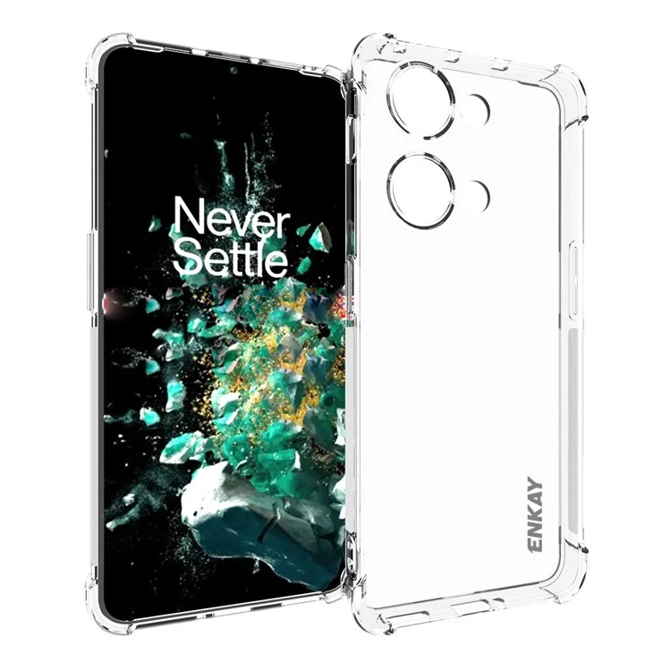 Étui ENKAY HAT PRINCE TPU pour OnePlus Nord 3 5G / Ace 2V, coque de téléphone antichoc transparente avec film en verre haute aluminium-silicium