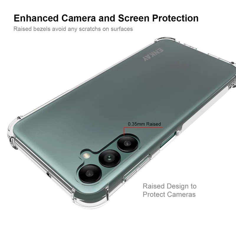 ENKAY HAT PRINCE per Samsung Galaxy A24 4G (162,1 x 77,6 x 8,3 mm) Custodia anti-caduta Clear TPU Cover con pellicola in vetro di alta qualità in alluminio-silicio
