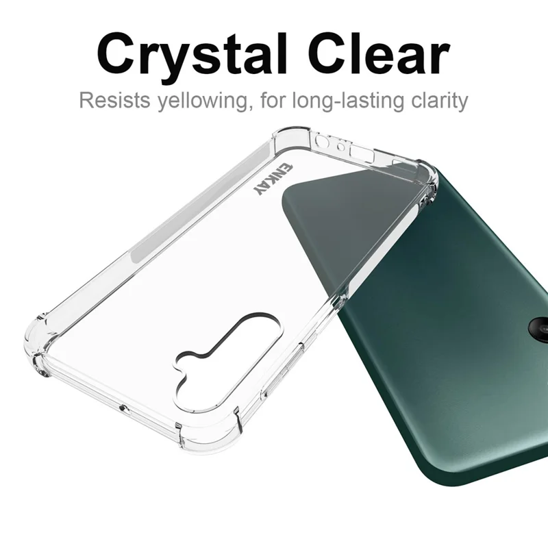 ENKAY HAT PRINCE per Samsung Galaxy A24 4G (162,1 x 77,6 x 8,3 mm) Custodia anti-caduta Clear TPU Cover con pellicola in vetro di alta qualità in alluminio-silicio