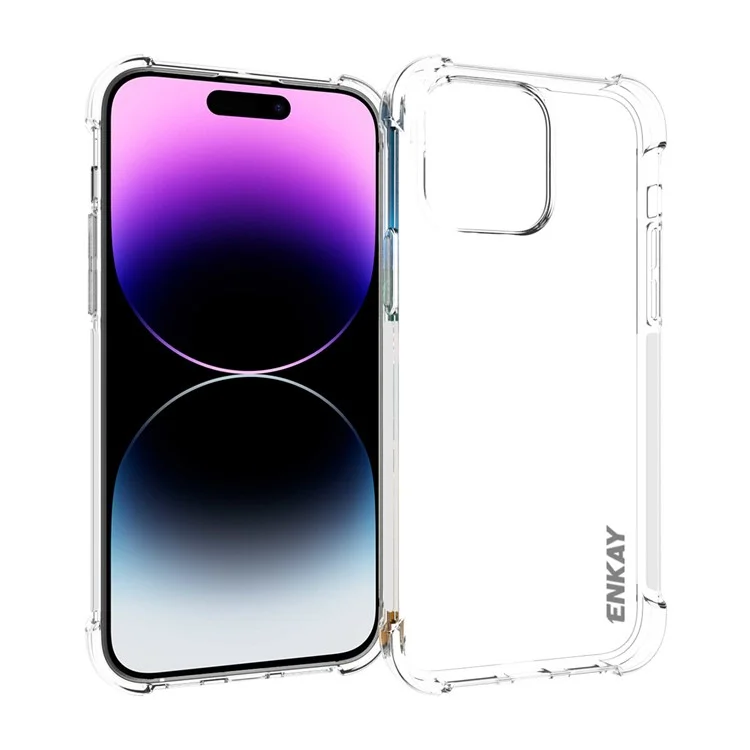 ENKAY HAT PRINCE For iPhone 14 Pro Max TPU Phone Case Anti-drop Clear Cover with High Aluminium-silicon Glass Screen Film