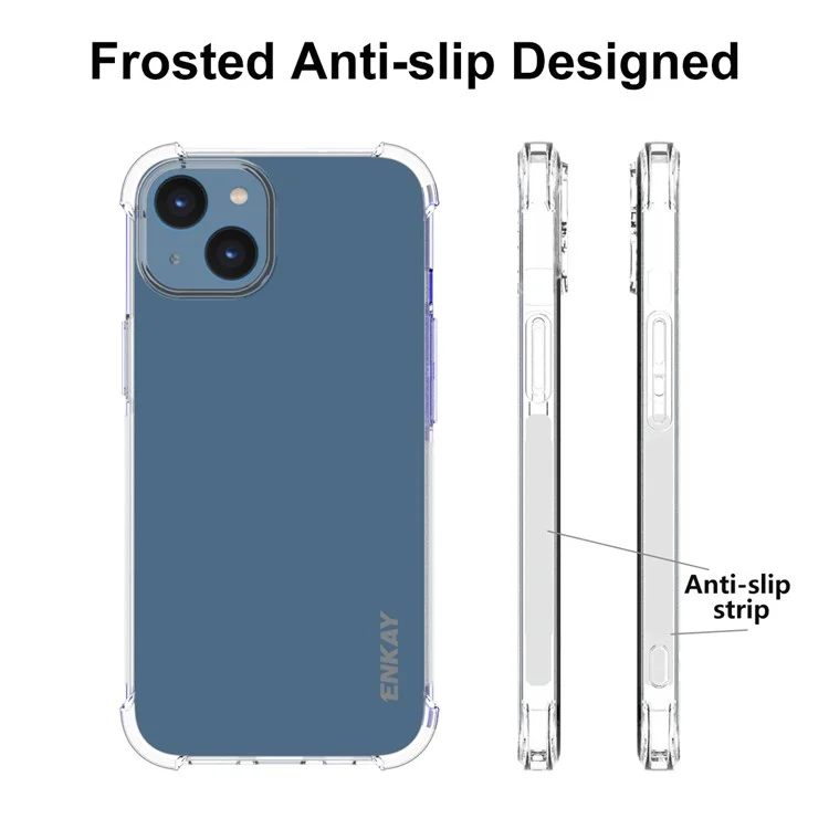 ENKAY HAT PRINCE Funda antigoteo para iPhone 14 Funda transparente de TPU con película de pantalla de vidrio de alta aluminio-silicio