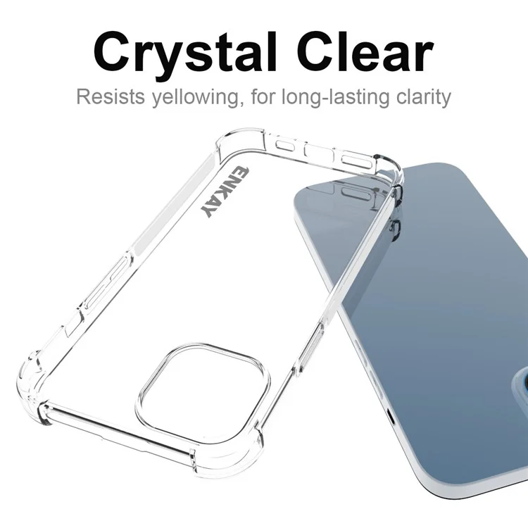 ENKAY HAT PRINCE Funda antigoteo para iPhone 14 Funda transparente de TPU con película de pantalla de vidrio de alta aluminio-silicio