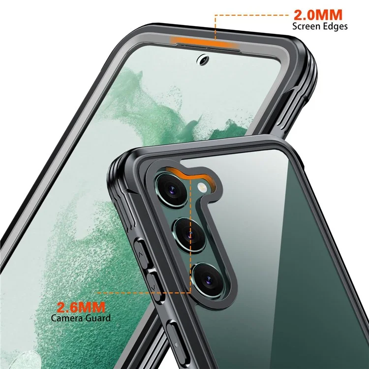 For Samsung Galaxy S22 5G Transparent Phone Case PC + TPU Smartphone Cover with PET Screen Protector