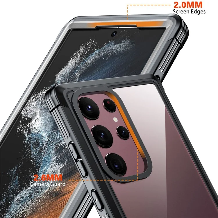 Для Samsung Galaxy S23 Ultra Shockproof Phone Cover PC + TPU Clear Case с PET экранной защитой