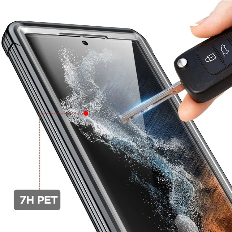 Для Samsung Galaxy S23 Ultra Shockproof Phone Cover PC + TPU Clear Case с PET экранной защитой