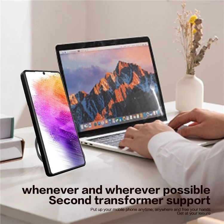Ударопрочный чехол для Samsung Galaxy A73 5G, противоударный чехол с подставкой, чехол из TPU и ПК, чехол для телефона с крышкой для объектива объектива - черный