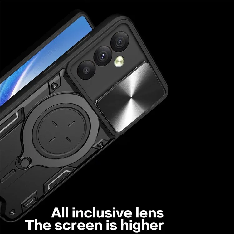 Para Samsung Galaxy A54 5G Slide Lens Protection Phone Case TPU+PC Kickstand Cover - Negro