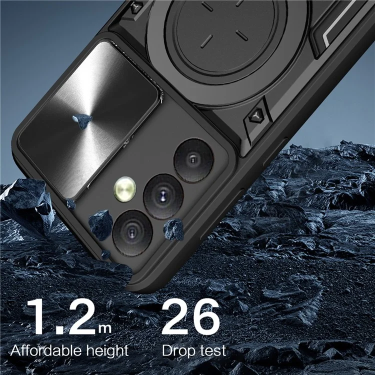 Para Samsung Galaxy A54 5G Slide Lens Protection Phone Case TPU+PC Kickstand Cover - Negro