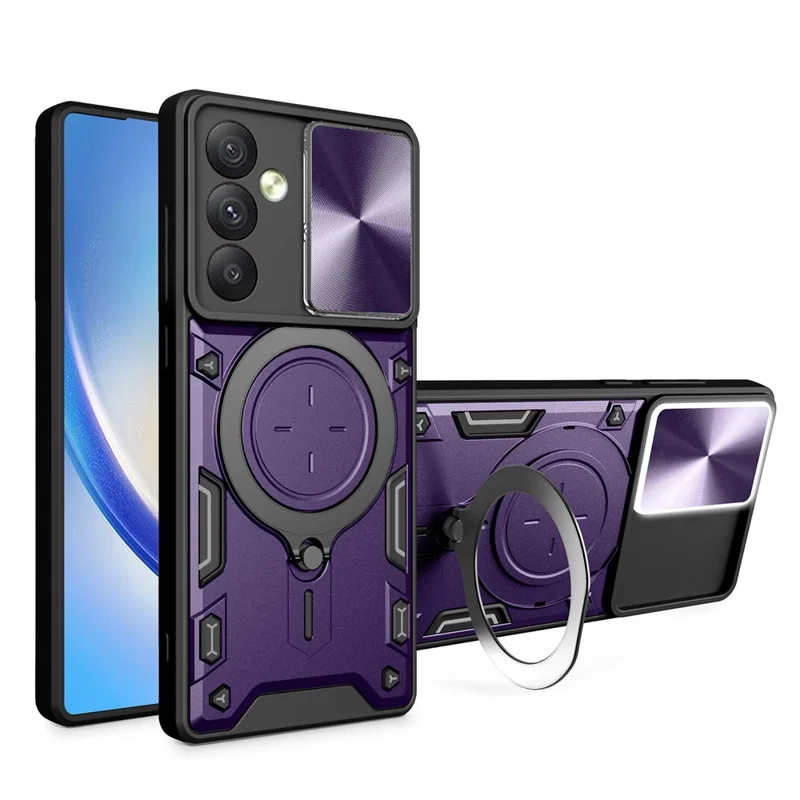 Per Samsung Galaxy A54 5G Slide Lens Protection Phone Case TPU+PC Kickstand Cover - Viola