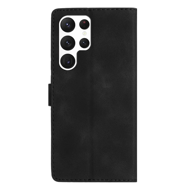 Per Samsung Galaxy S23 Ultra Flower Imprinted Leather Phone Case Anti-drop Wallet Stand Cover - Nero