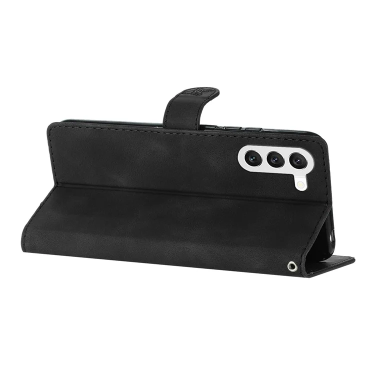 Per Samsung Galaxy S23+ Flower Imprinted Anti-drop Shell Wallet Stand Leather Phone Case - Nero