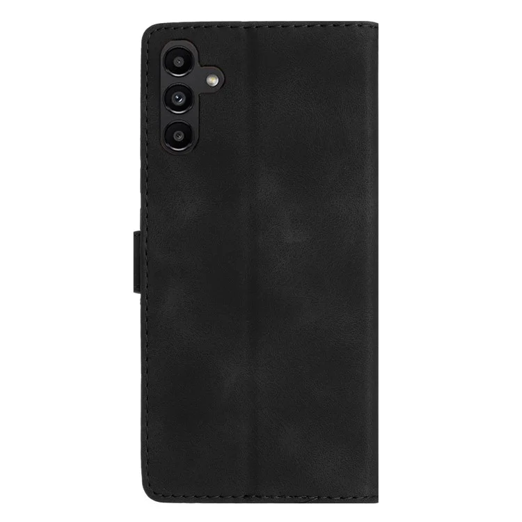 Para Samsung Galaxy A34 5G PU Leather Stand Phone Case Flower Imprinted Wallet Cover - Preto