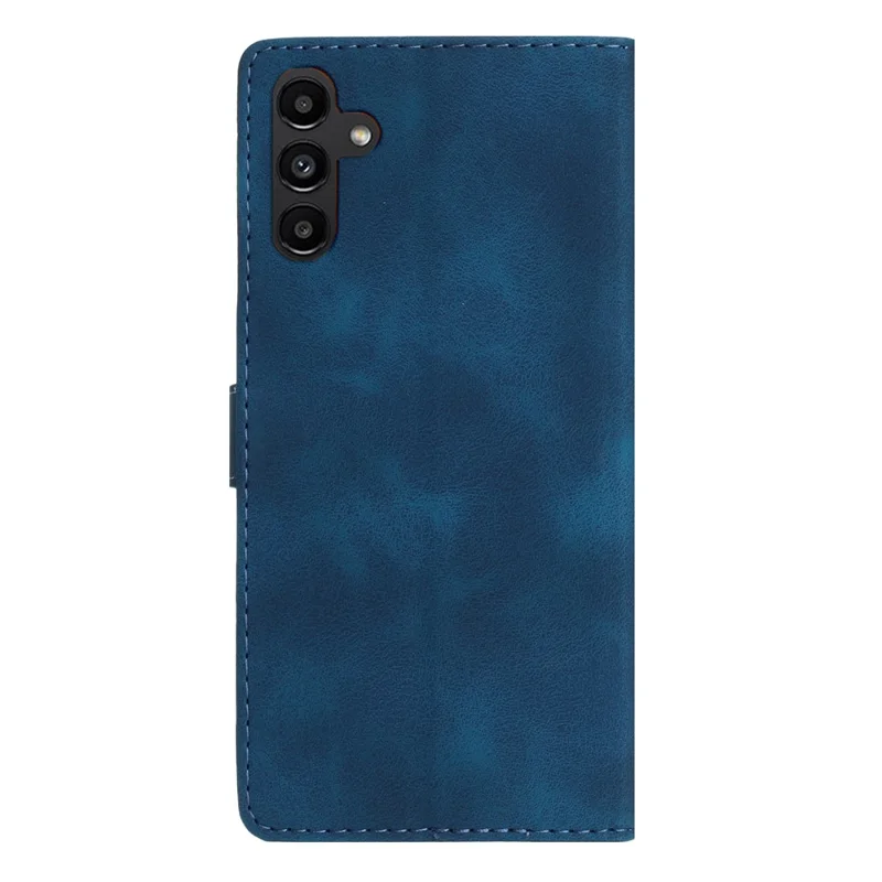 For Samsung Galaxy A34 5G PU Leather Stand Phone Case Flower Imprinted Wallet Cover - Blue