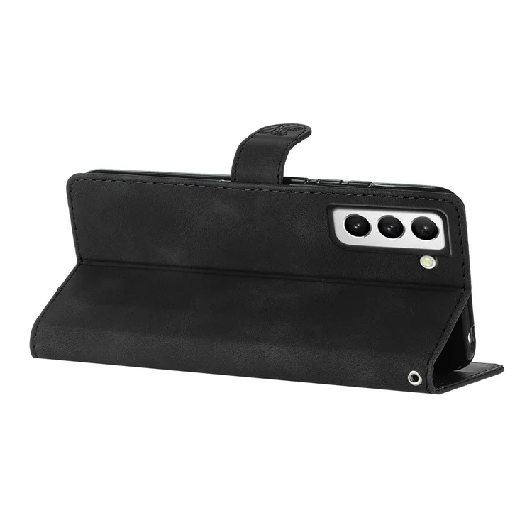 Per Samsung Galaxy S22+ 5G Flower Imprint Phone Case Custodia Portafoglio in Pelle con Supporto Protettivo - Nero