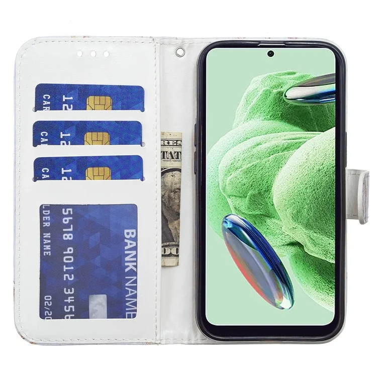 For Xiaomi Redmi Note 12S 4G PU Leather Wallet Cover Pattern Printing Flip Stand Phone Case - Blue Butterfly