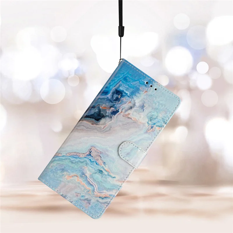 Pour OnePlus Nord CE 3 Lite 5G / Nord N30 5G Impression de motifs Étui de protection en cuir PU à rabat Portefeuille - Marbre bleu