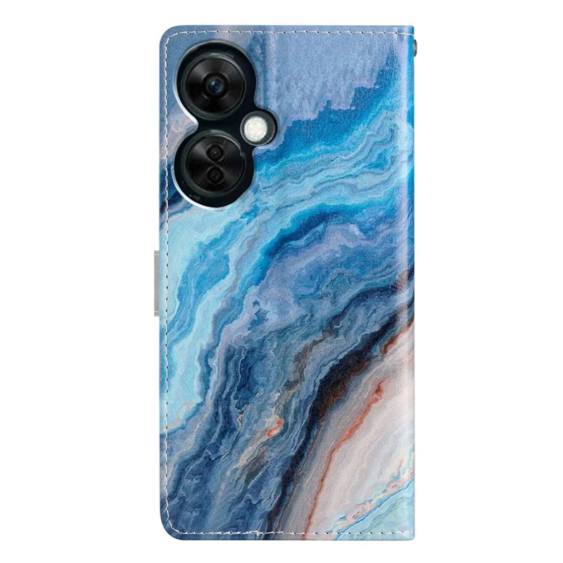 Pour OnePlus Nord CE 3 Lite 5G / Nord N30 5G Impression de motifs Étui de protection en cuir PU à rabat Portefeuille - Marbre bleu