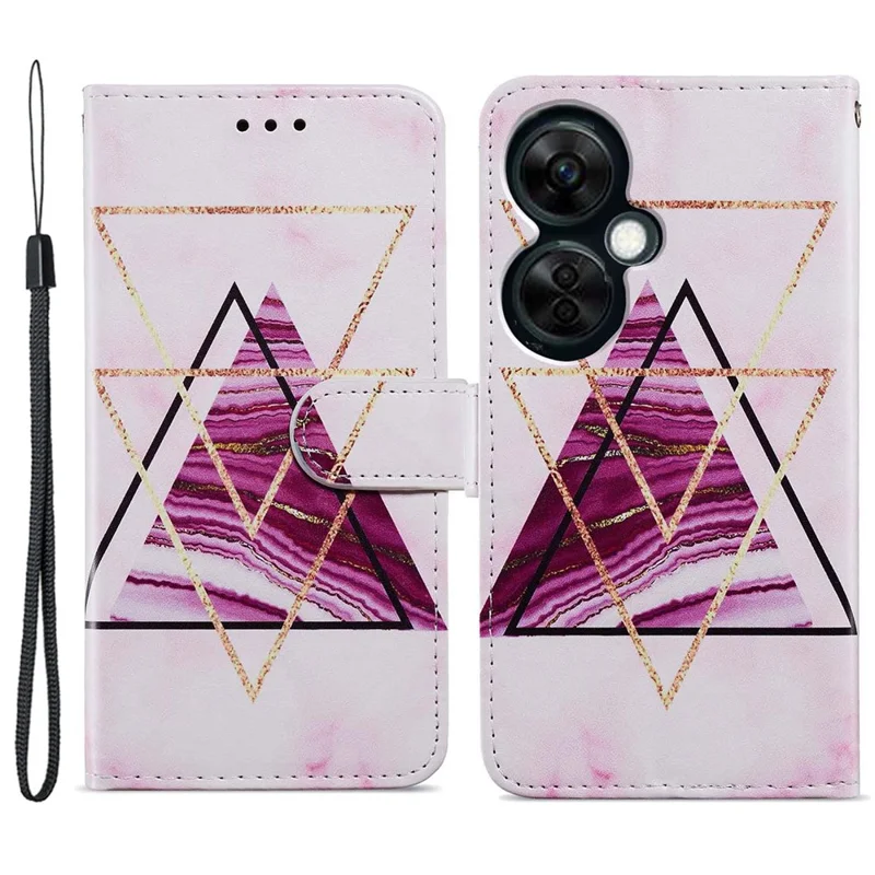 Für OnePlus Nord CE 3 Lite 5G / Nord N30 5G Musterdrucken PU-Leder Handyhülle Ständer Brieftasche Klappschutz - Dreifarbiger Marmor