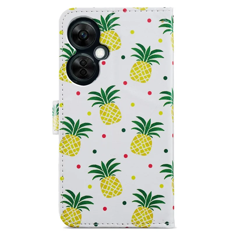 For OnePlus Nord CE 3 Lite 5G / Nord N30 5G Pattern Printing PU Leather Phone Case Stand Wallet Flip Protective Cover - Pineapple